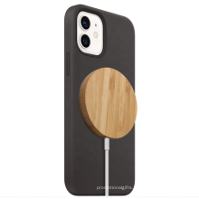 15 Watts Magnetic Bamboo Wood Material Wireless Charger For Iphone 12 Mini Pro